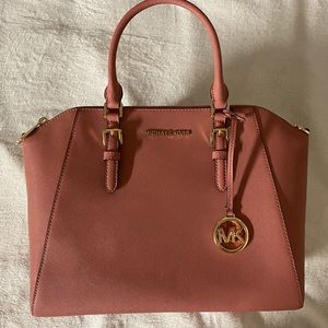 Michael Kors Large Ciara Top Zip Saffiano Leather Satchel in Rose NWT